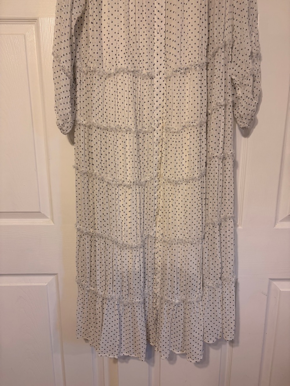 Anthropologie White Polka Dot Tiered Maxi Dress